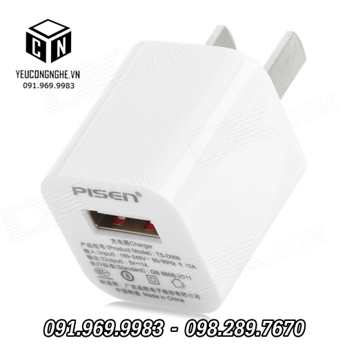 Đầu sạc Pisen 1A củ sạc chính hãng cho điện thoại giá rẻ