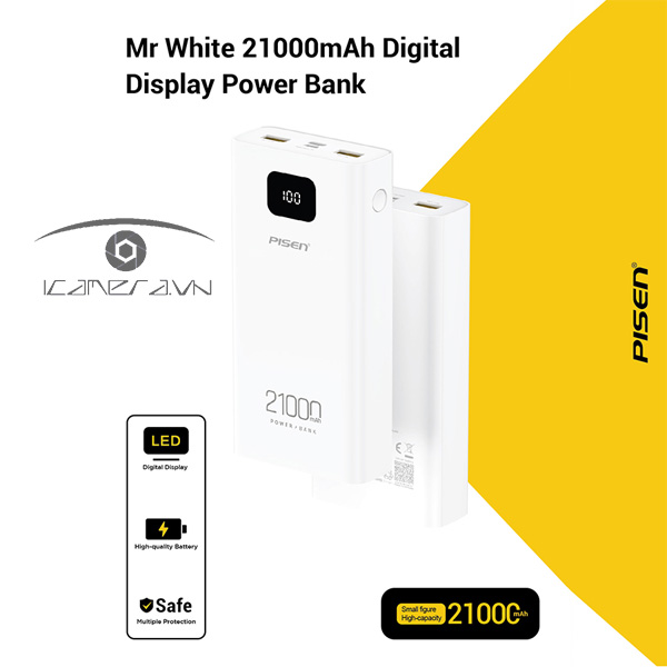 Pin sạc dự phòng PISEN-Mr White Digital 21.000mAh 20W (TS-D294)