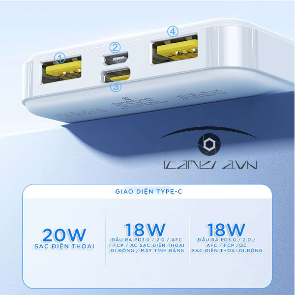 Pin dự phòng Pisen Pro Power Cube 22.5W 10500mAh TS-D300