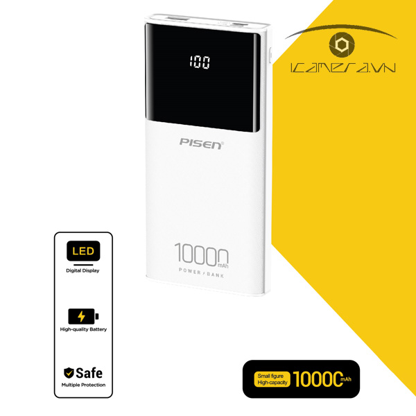 Sạc dự phòng Pisen MR WHITE DIGITAL 10000MAH - TP-D33(GLB)