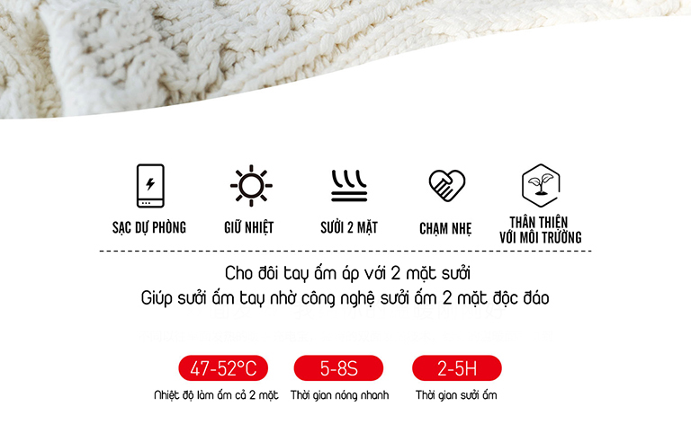 Thiết bị sưởi ấm cầm tay kiêm sạc dự phòng cho điện thoại 10000mAh Baseus M25N