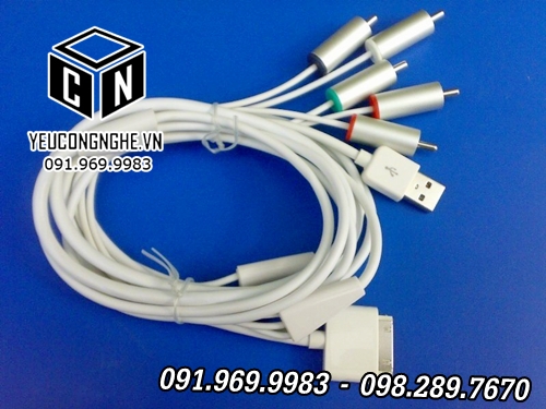 Cáp chuyển đổi ra Tivi AV Component từ iPhone iPad iPod 30-pin