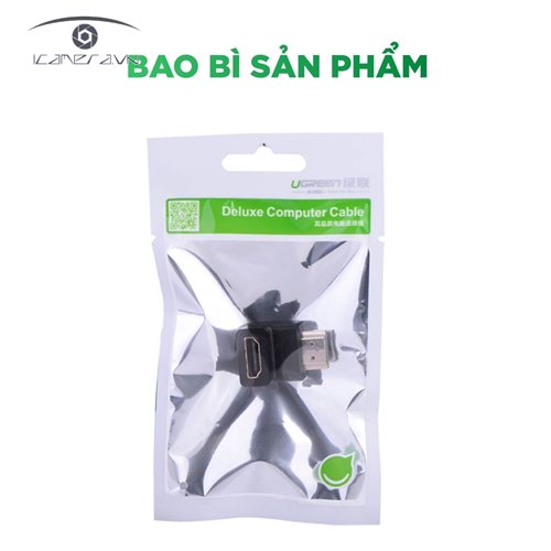 Đầu nối cổng HDMI male sang HDMI female vuông góc 90 độ - UGREEN 20109 - (màu đen)