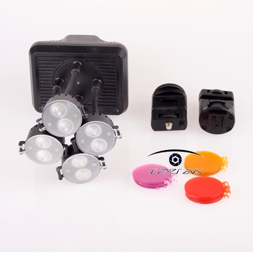 Đèn led máy ảnh DSLR 4 tay xoay hướng linh hoạt Shoot XT-4 6300K