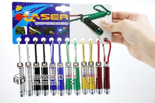 Đèn pin laser, led, tia cực tím móc khóa mini