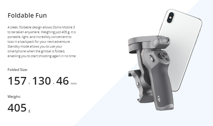 DJI Osmo Mobile 3 - Tay cầm chống rung gập gọn siêu nhỏ cho điện thoại