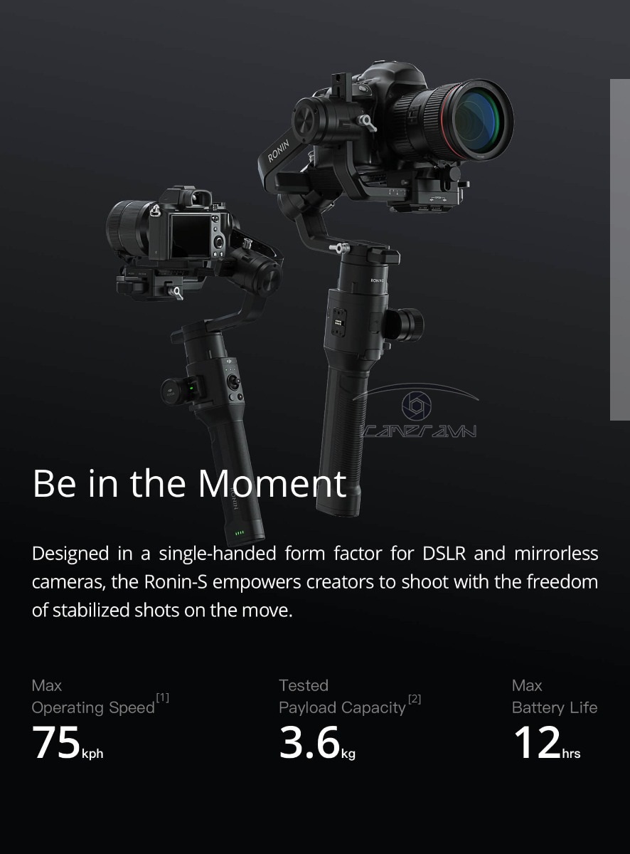 Gimbal cầm tay chống rung cho máy ảnh, máy quay chuyên dụng Ronin-S Standard Kit