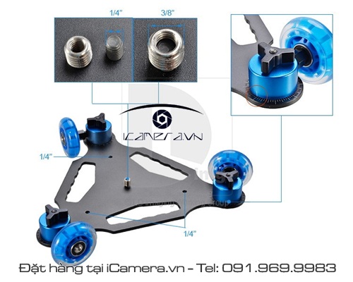 Dolly table 3 bánh cho máy ảnh để bàn, trượt sàn