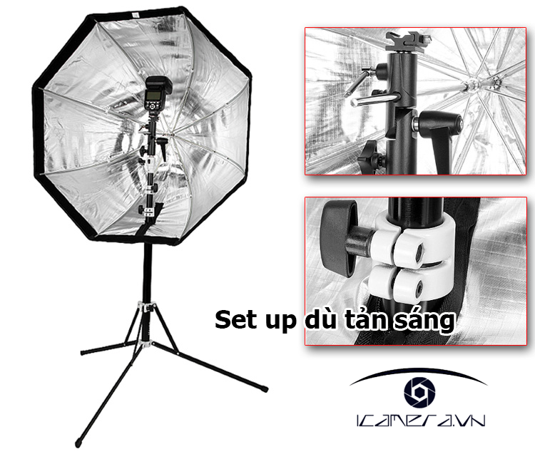 Dù tản sáng hình bát giác đường kính 80cm chuyên nghiệp cho studio