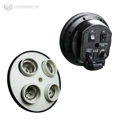 Đui đèn 4 bóng xoắn ốc E27 hỗ trợ quay chụp