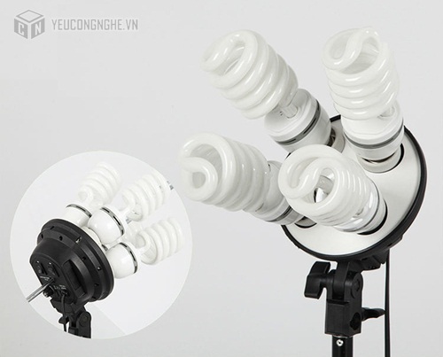 Đui đèn 4 bóng xoắn ốc E27 hỗ trợ quay chụp