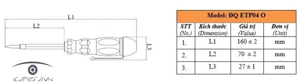 Bút thử điện Điện Quang ĐQ ETP04 O ( 2 đầu vít, 160 mm, màu cam )