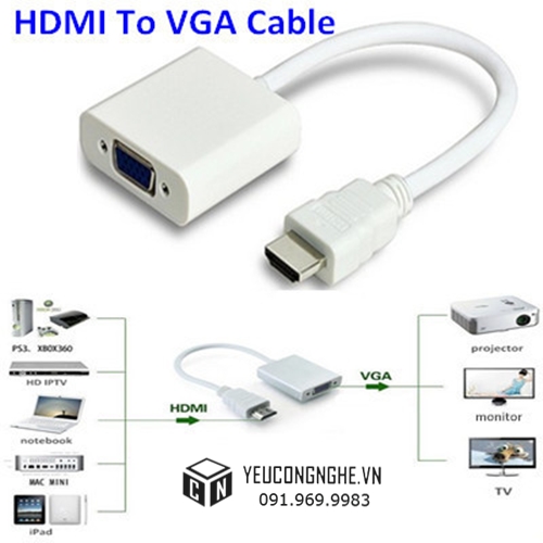 Cáp chuyển đổi cổng HDMI ra VGA cho Tivi Máy Chiếu Laptop