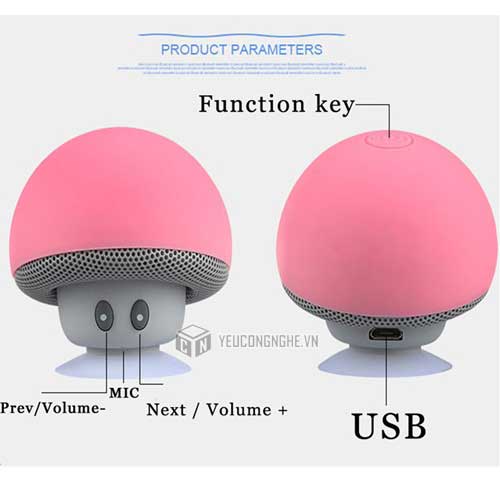 Giá đỡ điện thoại trên bàn hình nấm kèm loa bluetooth Sucking disc bracket mini speaker SB-01