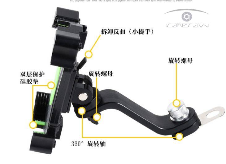 Giá đỡ điện thoại trên xe máy gắn gương chiếu hậu MT2020