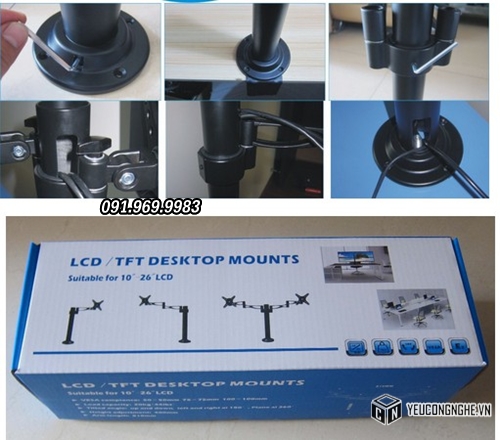 Giá đỡ màn hình đôi, khung treo hai màn hình trên mặt bàn