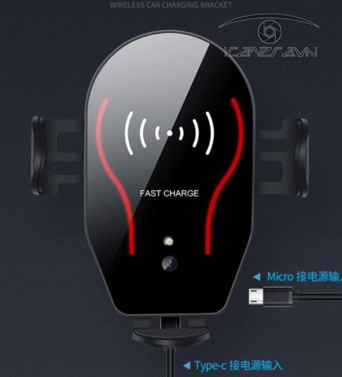Sạc điện thoại không dây tự kẹp dùng trên trên xe hơi, ô tô X8 tặng kèm giá đỡ