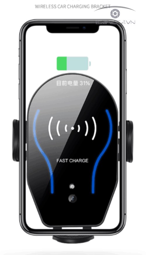 Sạc điện thoại không dây tự kẹp dùng trên trên xe hơi, ô tô X8 tặng kèm giá đỡ