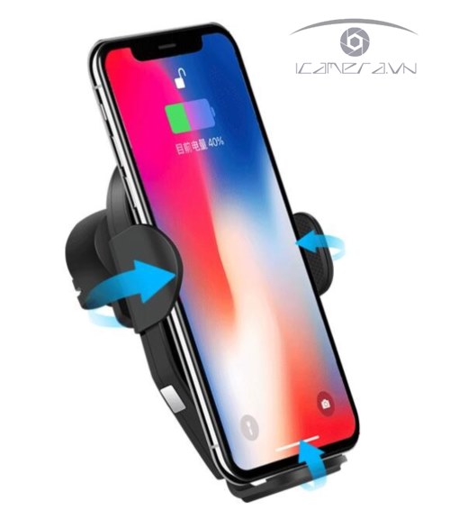 Sạc điện thoại không dây tự kẹp dùng trên trên xe hơi, ô tô X8 tặng kèm giá đỡ