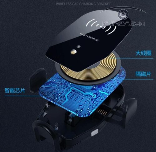 Sạc điện thoại không dây tự kẹp dùng trên trên xe hơi, ô tô X8 tặng kèm giá đỡ