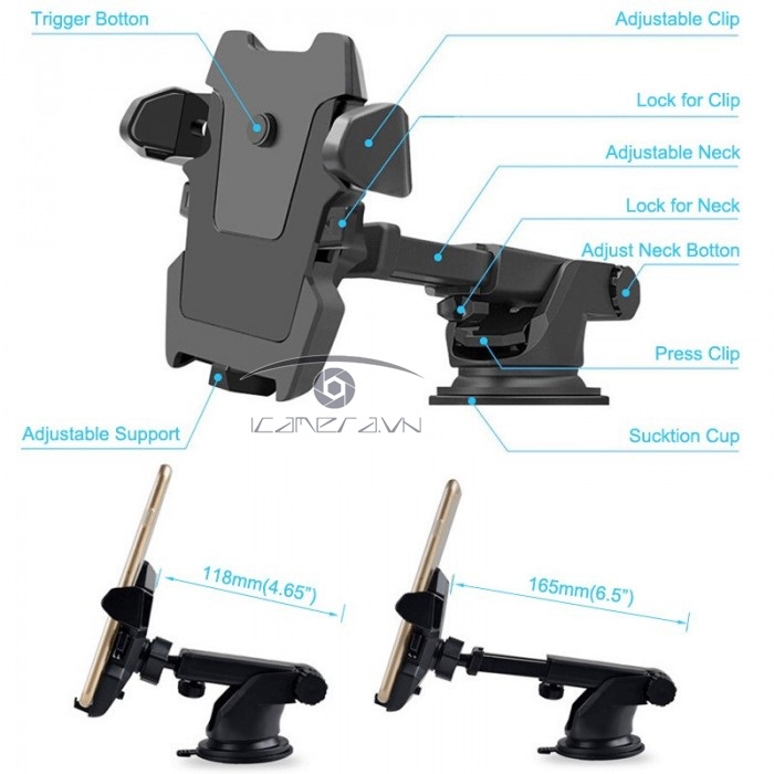 Giá đỡ điện thoại thân dài Long Neck gắn lên xe hơi, ô tô