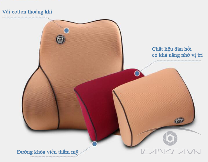 Bộ gối tựa đầu và lưng ô tô xe hơi cao su non cao cấp SPW-02