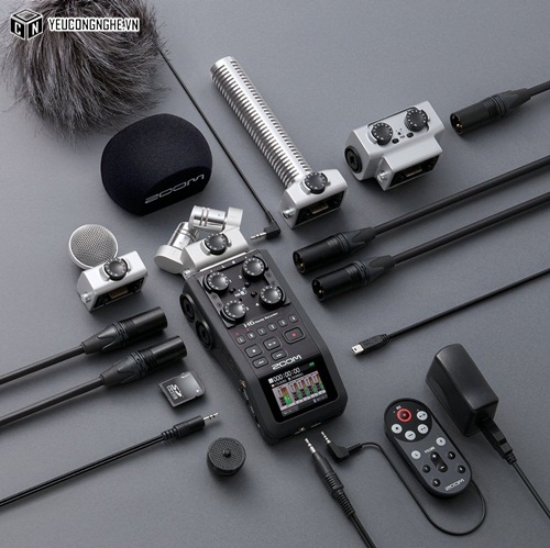 Máy thu âm cầm tay chuyên nghiệp H6 Handy Recorder kèm hệ thống mic hoán đổi