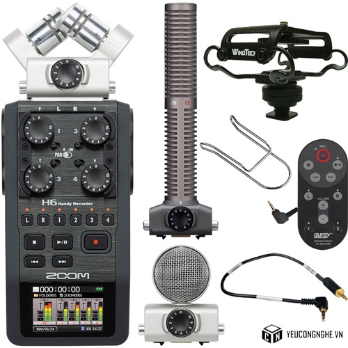 Máy thu âm cầm tay chuyên nghiệp H6 Handy Recorder kèm hệ thống mic hoán đổi