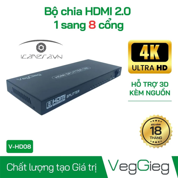 Bộ chia HDMI 1 ra 8 cổng – V-HD08