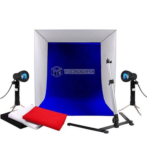 Hộp chụp sản phẩm kèm 2 đèn sáng liên tục giá rẻ 60x60 cm KIT60