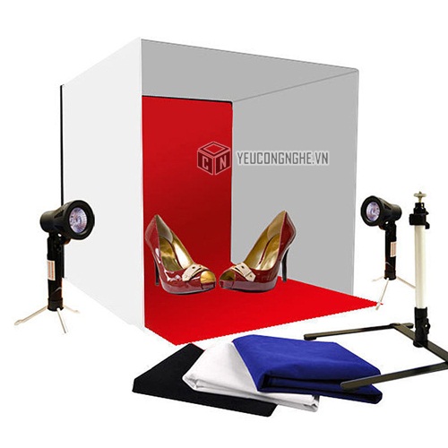 Hộp chụp sản phẩm kèm 2 đèn sáng liên tục giá rẻ 60x60 cm KIT60