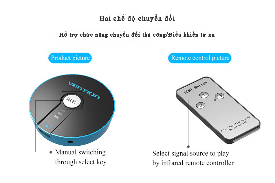Thiết bị gộp HDMI cao cấp 3 IN - 1 OUT Vention Switch VAA-S17L