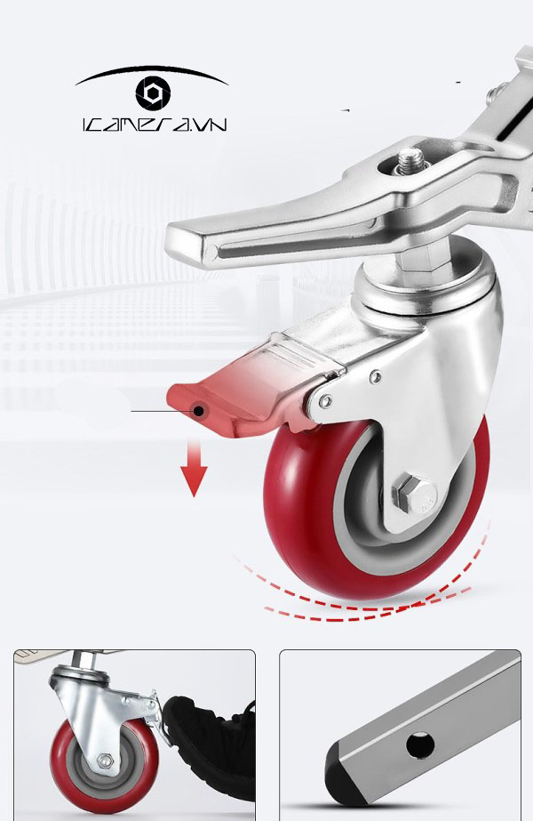Chân đèn inox IC-J4200 có bánh xe