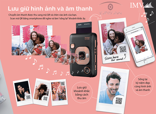 Máy chụp ảnh lấy liền Fujifilm Instax Mini Liplay HM1 màu trắng Stone White - hàng chính hãng