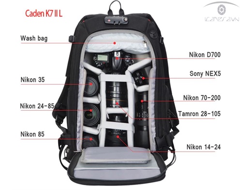 Balo máy ảnh Caden K7 mark II cỡ L giá rẻ cho nhiếp ảnh gia
