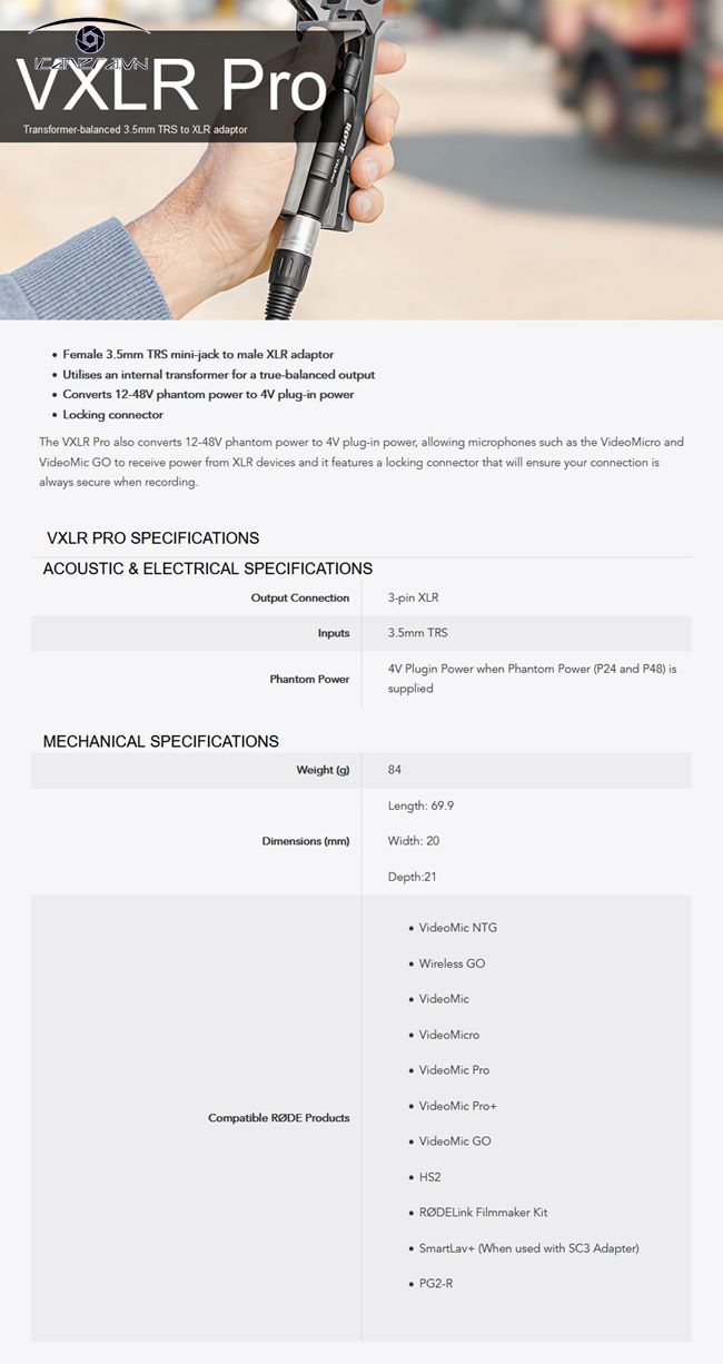 Giắc RODE VXLR Pro chuyển đổi TRS - XLR chính hãng giá rẻ hà nội