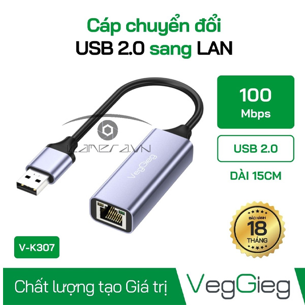 Cáp Chuyển USB 2.0 sang LAN - V-K307