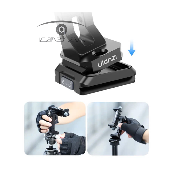 Ulanzi MA53 - Kẹp điện thoại hợp kim nhôm, ballhead xoay 360 độ