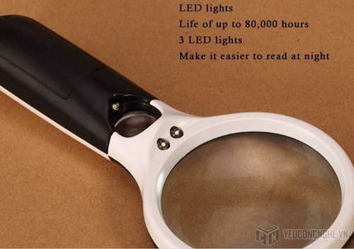 Kính lúp cầm tay 3x 45x 3 đèn led KL-02