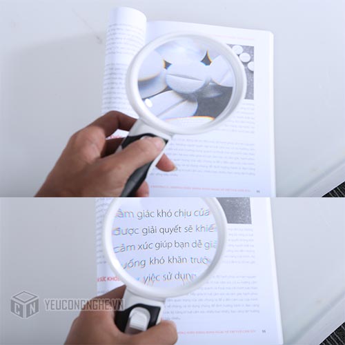 Kính lúp 2 cầm tay 2 đèn Led cỡ to