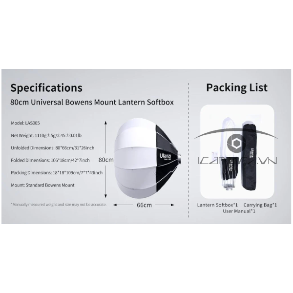 Ulanzi L65/L80 Bowens Mount Latern Softbox