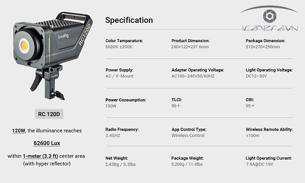 Led SmallRig RC120D Daylight COB Video Light