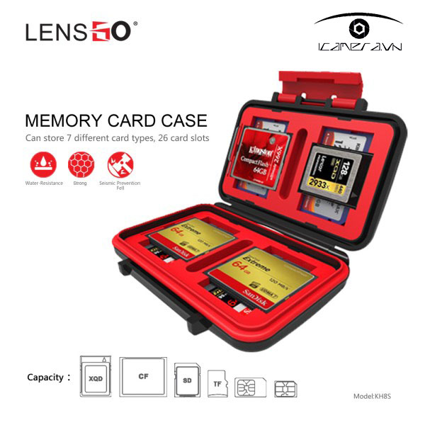 Hộp đựng thẻ nhớ CF và SD Lensgo KH8S
