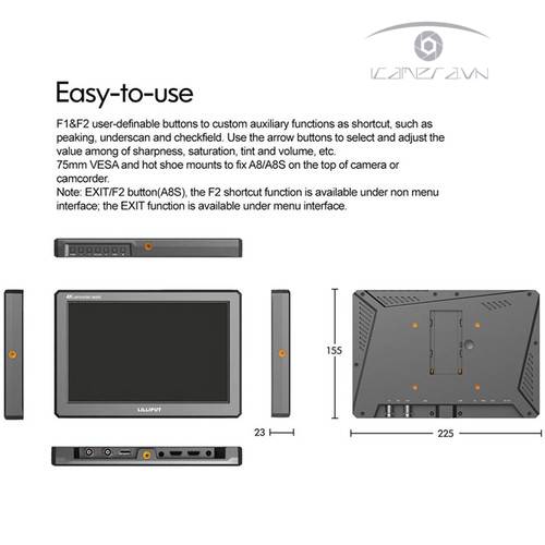 Màn hình monitor Lilliput A8S 8.9 inch cổng SDI/HDMI