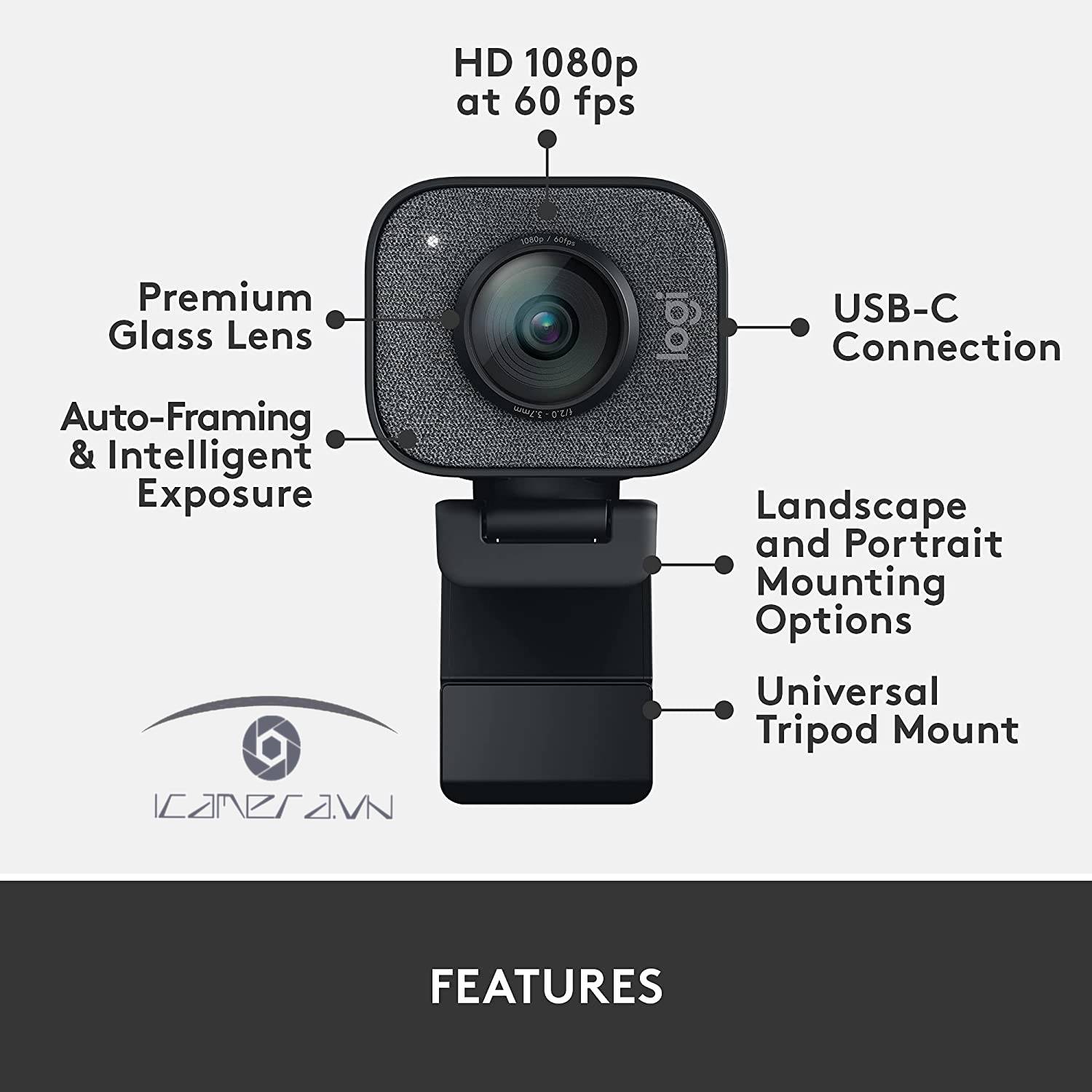 Webcam Logitech StreamCam độ phân giải 1080 FullHD/60 Fps