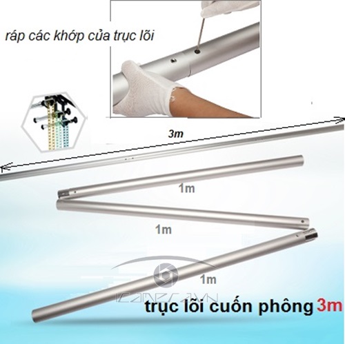 Trục nhôm cuốn phông nền chụp ảnh gồm 3 thanh 1 mét