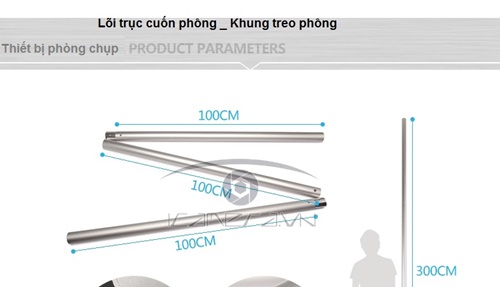 Trục nhôm cuốn phông nền chụp ảnh gồm 3 thanh 1 mét