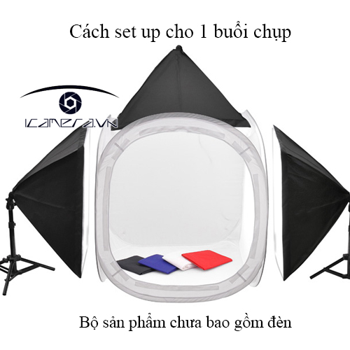 Lồng chụp sản phẩm sử dụng quay chụp sản phẩm kích cỡ 75x75cm.