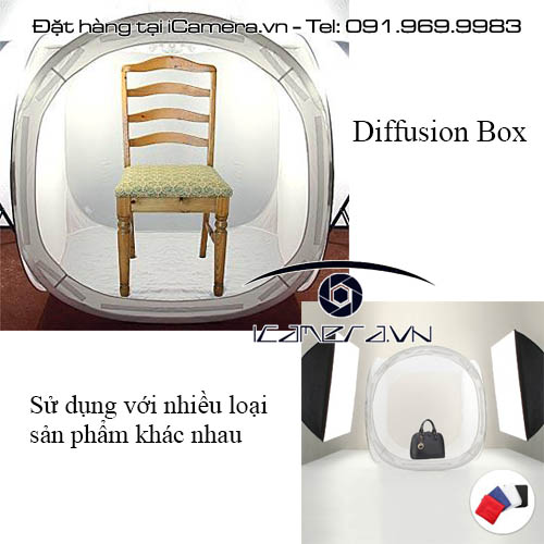 Lồng chụp sản phẩm sử dụng quay chụp sản phẩm kích cỡ 75x75cm.
