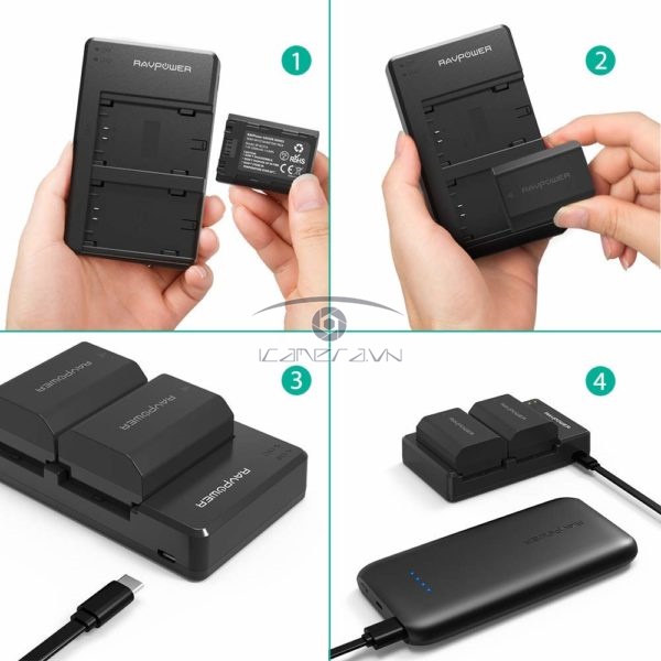 Combo 2 pin 1 sạc đôi RavPower LP-E6 LP-E6N